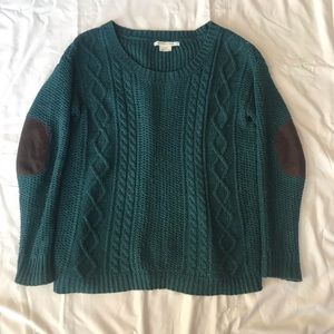 Urban Outfitters Green Chunky Elbow Patch Sweater